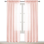 DWCN Blush Pink Sheer Curtains Semi Transparent Voile Rod Pocket Curtains - Image 9