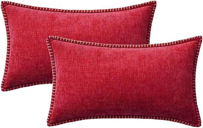 MIULEE Pack of 2 Christmas Pillow Covers 12x20 Inch Red Farmhouse Decorative - Image 9