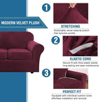 H.VERSAILTEX Real Velvet Plush 3 Piece Stretch Sofa Covers Couch Covers - Image 3