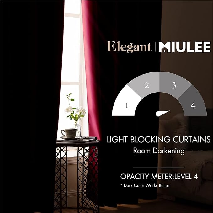 MIULEE Blackout Room Darkening Curtains Thermal Insulated Drapes Solid Window - Image 2