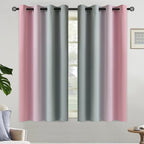 Yakamok Pink and Grey Blackout Curtains, Ombre Full Room Darkening Window by Yakamok