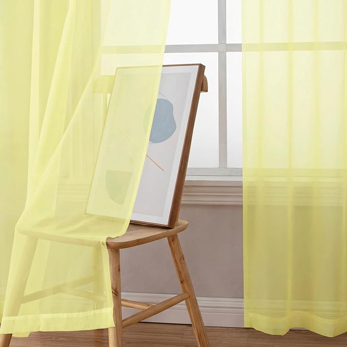 Chyhomenyc Sheer Curtains 63 Inch Length 2 Panels Set - Image 9