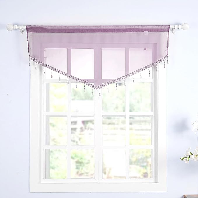 Molaxhome Swag Curtain 51 inch Length Rod Pocket Scalloped Curtain Valance - Image 4