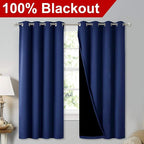 NICETOWN 100% Blackout Curtain Panels, Thermal Insulated Black Liner Curtains - Image 2