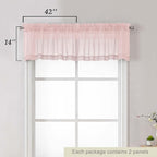 Blush Valances for Windows, Blush Sheer Curtains 14 Inch Length 2 Pack Kitchen - Image 2