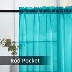 youleyar Solid Sheer Rod Pocket Curtain Voile Draperies 2 Panels White Beige - Image 3