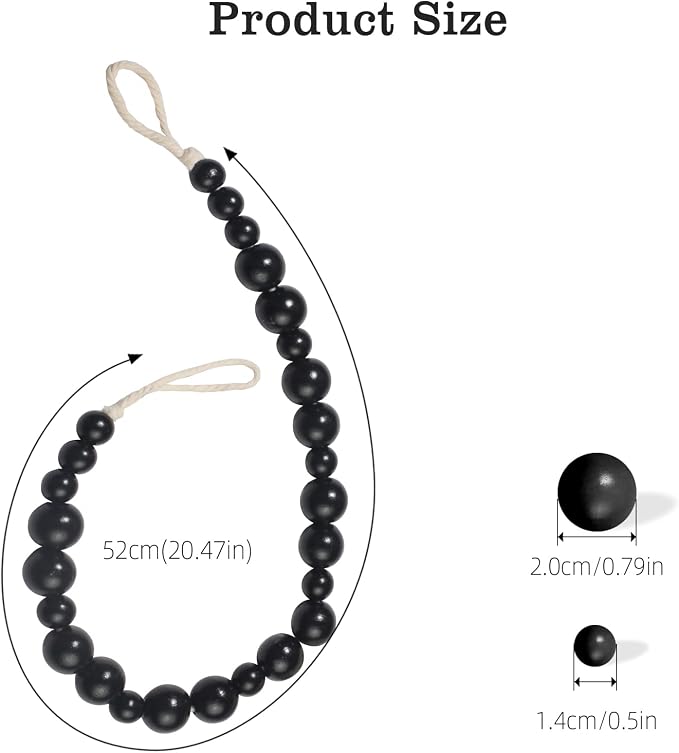 Hion 4 Pcs Boho Curtain Tiebacks, Wood Beads Curtain Holdbacks, Outdoor - Image 3