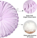 HIG Set of 2 Decorative Round Pleated Throw Pillows, Classy Accent Pumpkin - Image 2