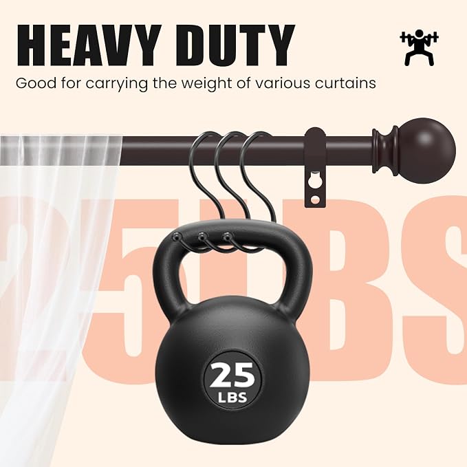 Curtain Rods for Windows 48 to 84 Inch, Max 90 Inch, 5/8 Inch Heavy Duty - Image 6