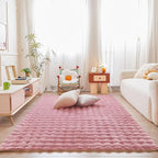 Pink Rabbit Plush Rug 5'x8', Fluffy Faux Fur Shaggy Area Rug by CHOVY