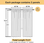 Lecloud Lemon Sheer Curtains 72 Inches Long 2 Panels, Solid Voile Rustic Window - Image 3