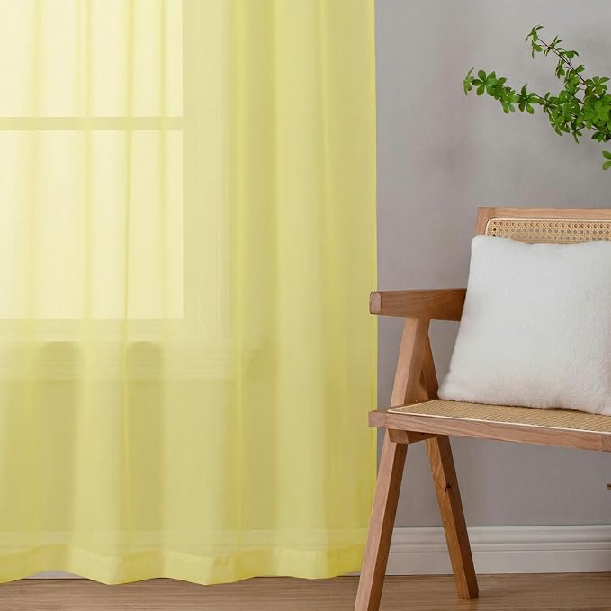 Lecloud Goose Yellow Sheer Curtains 90 Inches Long 2 Panels, Voile Rod Pocket - Image 8