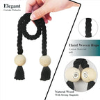 6 Pack Magnetic Curtain Tiebacks Cotton Hand Woven Tie Back Decorative Rope - Image 2