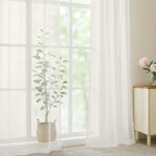 OWENIE Sheer Curtains 84 Inches Long 2 Panels Set, Ivory Sheer Curtain - Image 6