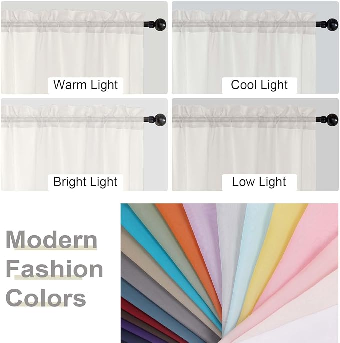 Sheer Ivory Curtains for Bedroom Living Room 54 Inch Length 2 Panels Set - Image 7