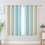 Estelar Textiler Aqua and Beige Blackout Curtains 54 Inch Length, Light - Image 2