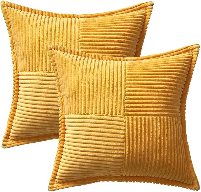 MIULEE Golden Yellow Corduroy Pillow Covers 16x16 Inch - Image 6