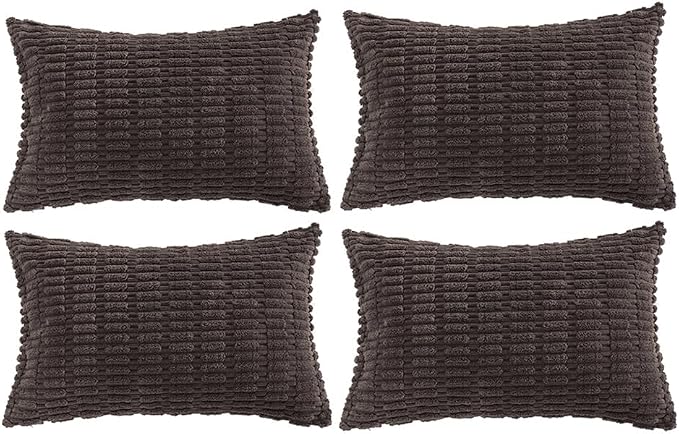 Fancy Homi 4 Packs Boho Dark Brown Decorative Throw Pillow Covers 16x24 Inch by Fancy+Homi
