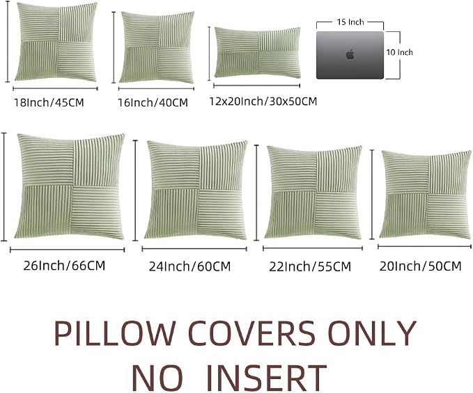 Fancy Homi 2 Packs Sage Green Decorative Throw Pillow Covers 20x20 Inch - Image 7