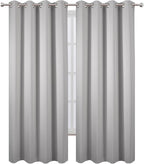 LEMOMO Blackout Curtains 52 x 90 Inch Long Light Grey Curtains Set of 2 Panels - Image 2