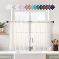 Ivory Small Sheer Curtains Tier 24 Inches Length 2 Pieces, Light Filtering Cafe by Home