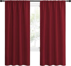 NICETOWN Christmas Burgundy Red Blackout Curtains 72 inches Long, Privacy Room - Image 2