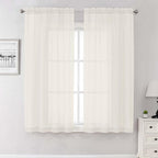 Lecloud Ivory Sheer Curtains 68 Inch Length 2 Pcs, Light Filtering Rod Pockets by Lecloud