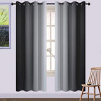 Yakamok 72 Inch Length Black and Greyish White Ombre Curtains, Light Blocking by Yakamok
