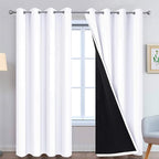 Yakamok Pure White 100% Blackout Curtains, 2 Thick Layers Completely Blackout by Yakamok