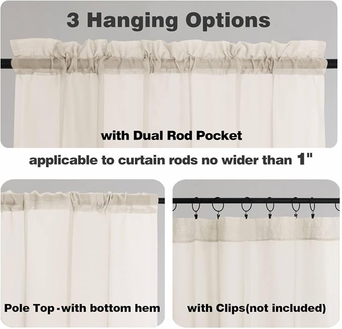 Chyhomenyc Cream Sheer Curtains 90 Inches Long 2 Panels, Light Filtering Cream - Image 5