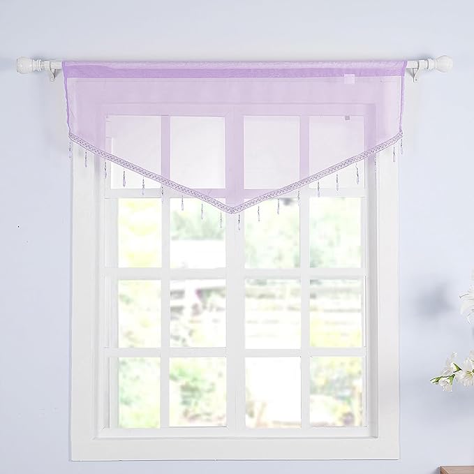 Molaxhome Swag Curtain 51 inch Length Rod Pocket Scalloped Curtain Valance - Image 3