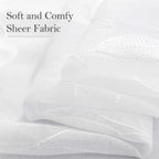 HOMEIDEAS White Sheer Curtains 52 X 96 Inches Long 2 Panels Embroidered Leaf - Image 6