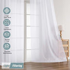 Sheer White Curtains 84 Inches Long 2 Panels, Elegant Airy Transparent Light - Image 5