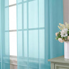 Aiyufeng Aqua Sheer Curtains 84 Inches Long 2 Panels Set - Image 4
