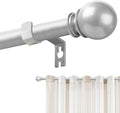 Silver Curtain Rods for Windows 28 to 48 Inch, 5/8" Diameter Heavy Duty Metal by Poskena