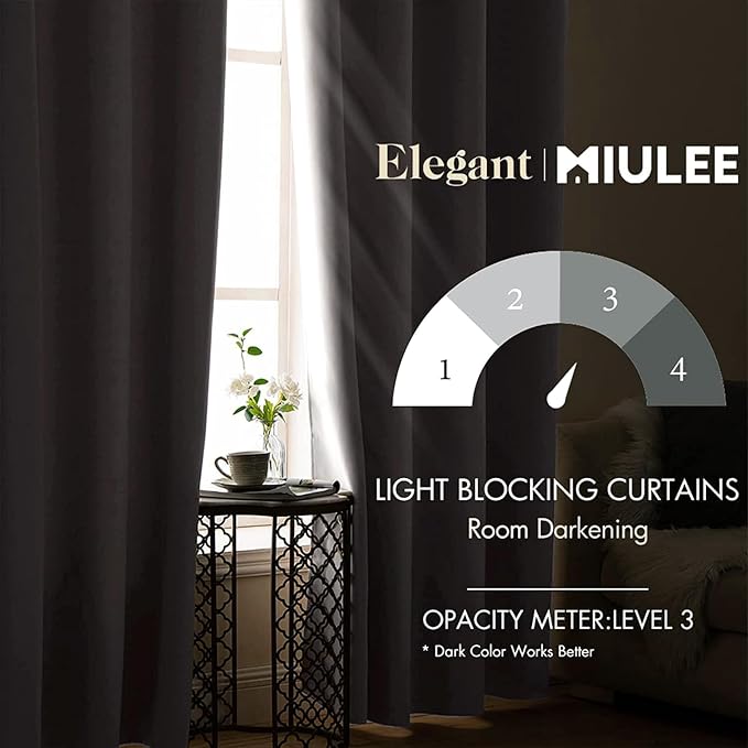 MIULEE Room Darkening Curtains Thermal Insulated Black Out Drapes Solid Window - Image 2
