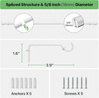 White Curtain Rods for Windows 66 to 120, Long Curtain Rod for Outdoor Patio - Image 3