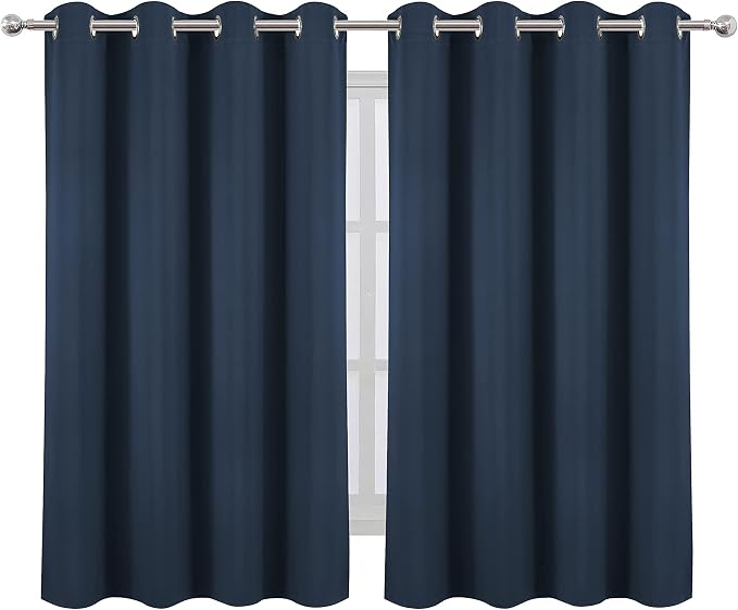 LEMOMO Navy Blue Thermal Blackout Curtains/52 x 54 Inch/Set of 2 Panels Room - Image 2