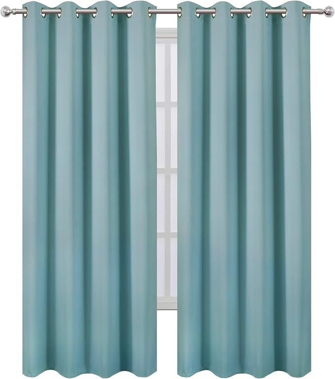 LEMOMO Blackout Curtains 66 x 95 inch/Stone Blue Curtains Set of 2 - Image 2