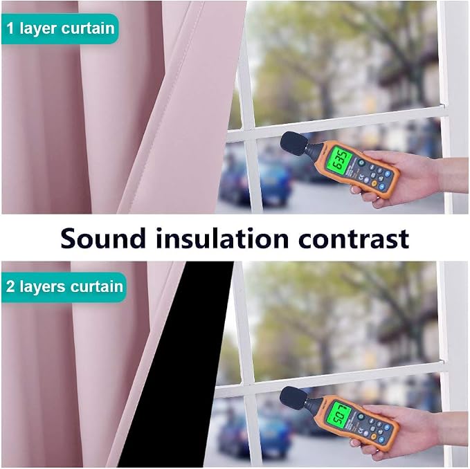 NICETOWN Baby Pink Full Shade Curtain Panels, Pair of Thermal Insulated & - Image 4