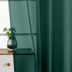 Green Small Sheer Curtains Tier 24 Inches Length 2 Pieces, Light Filtering Cafe - Image 4