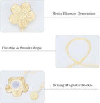 Lewondr Vintage Magnetic Curtain Tieback, 1 Pair Resin Flower Curtain Drapery - Image 3
