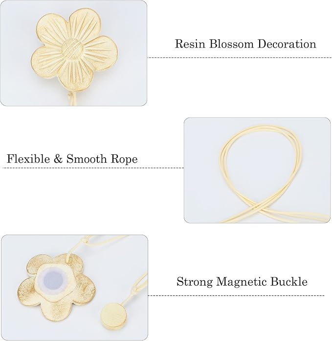 Lewondr Vintage Magnetic Curtain Tieback, 1 Pair Resin Flower Curtain Drapery - Image 3