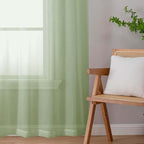 Light Green Sheer Curtains 63 Inch Length 2 Panels Set - Image 9