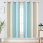 Estelar Textiler Aqua and Beige Ombre Blackout Curtains 72 Inches Length - Image 2