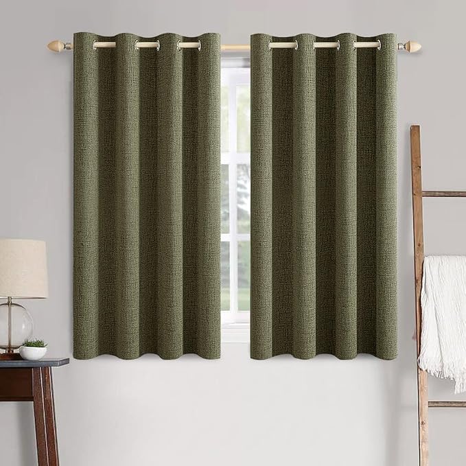 MIULEE Linen Texture Curtains for Bedroom Solid 100% Blackout Thermal Insulated by MIULEE