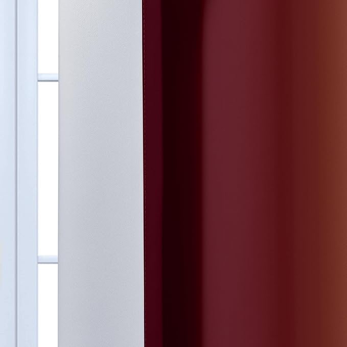 Yakamok Red and Greyish White Ombre Curtains, Room Darkening Gradient Color - Image 7