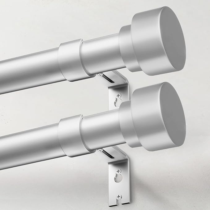 IFELS Heavy Duty Curtain Rods for Windows 72 to 144 Inch, 1 Inch Silver Curtain by IFELS