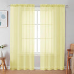 Simplebrand Light Yellow Sheer Curtains 72 Inches Long 2 Panels by Simplebrand