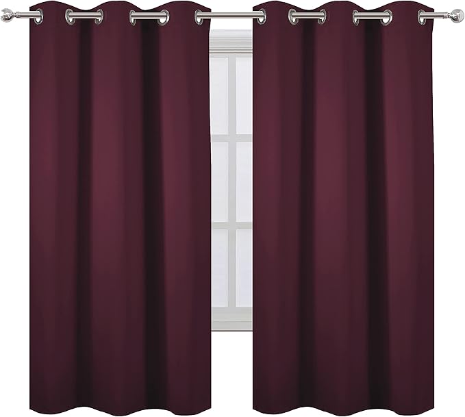LEMOMO Burgundy Red Thermal Blackout Curtains/38 x 63 Inch/Set of 2 Panels Room - Image 2